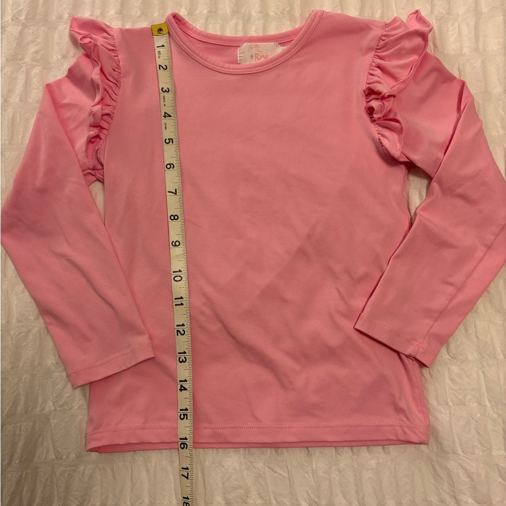 Charming Pink Ruffle Sleeve Long Sleeve Tee
